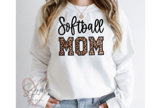 Leopard Print Softball Mom Crewneck Sweatshirt